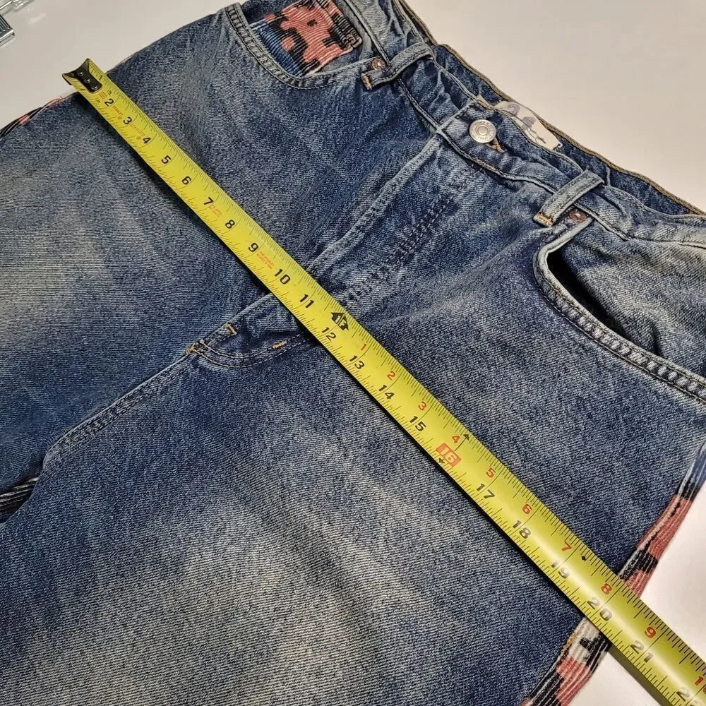 NEW 31 FREE PEOPLE tribal button fly Rocky corduroy patch loose jeans we the NWT - Picture 3 of 16